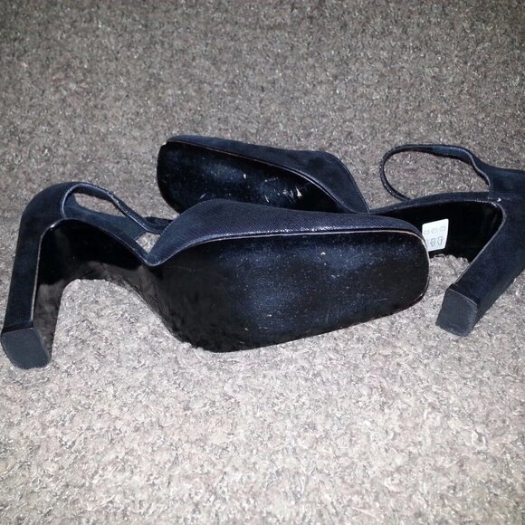 VERSACE JEANS COUTURE-Metallic Black Suede-Ankle Strap-Authentic-Sz 40-Near Mint - Picture 6 of 6